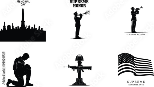 Memorial day tribute with patriotic symbols and fallen heroes