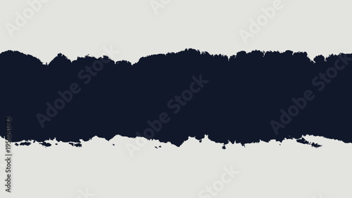 A realistic torn paper effect frame with a dark navy border on a light gray background