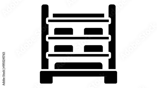 Heavy duty storage rack icon representing industrial warehouse shelving and garage organization systems