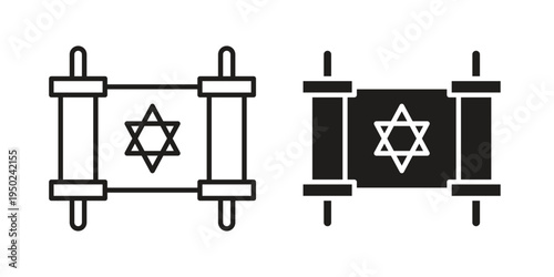 Scroll Torah icon line vector illustration in solid color design