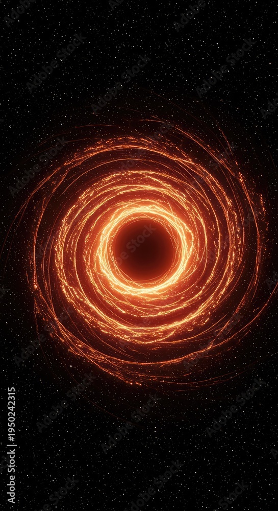 Fototapeta premium Abstract cosmic vortex background illustrating infinite density and warped spacetime effects. Theoretical future digital convergence concept, density, network, distortion