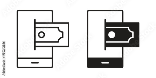 Send money smartphone icon line vector illustration in solid color design
