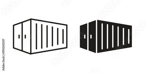 Shipping Container icon line vector illustration in solid color design