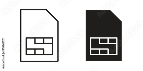 Sim card icon line vector illustration in solid color design