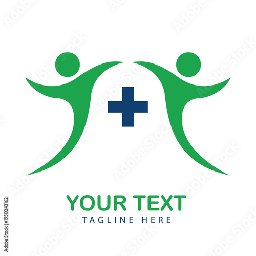 Healthcare Medical Logo With Supporting Hand Vector Art Illustration