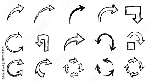 Assorted arrows and direction indicators in various shapes and styles