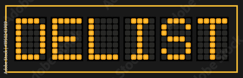 Orange color led banner in word delist on black background