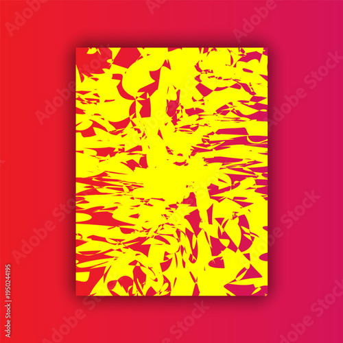 Vibrant Abstract Yellow Shapes on Red Gradient Background