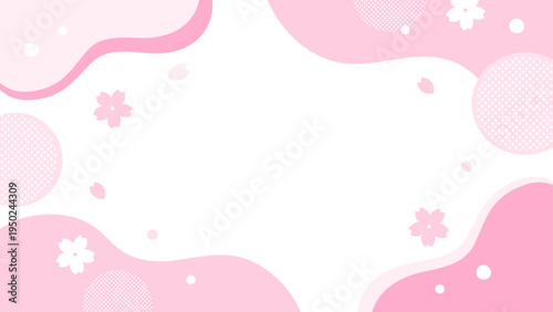 桜と幾何学模様の春の背景、16対9の横長サイズ