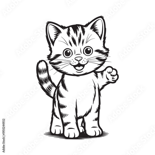 Cute Kitten Coloring Page for Kids with Simple Cartoon Style and Thick Outlines