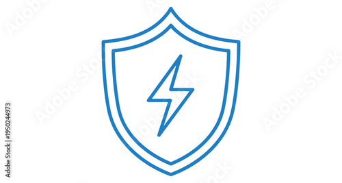 A simple blue line drawing of a shield with a lightning bolt Free Download A simple blue line drawing of a shield with a lightning bolt - GFXLoad
