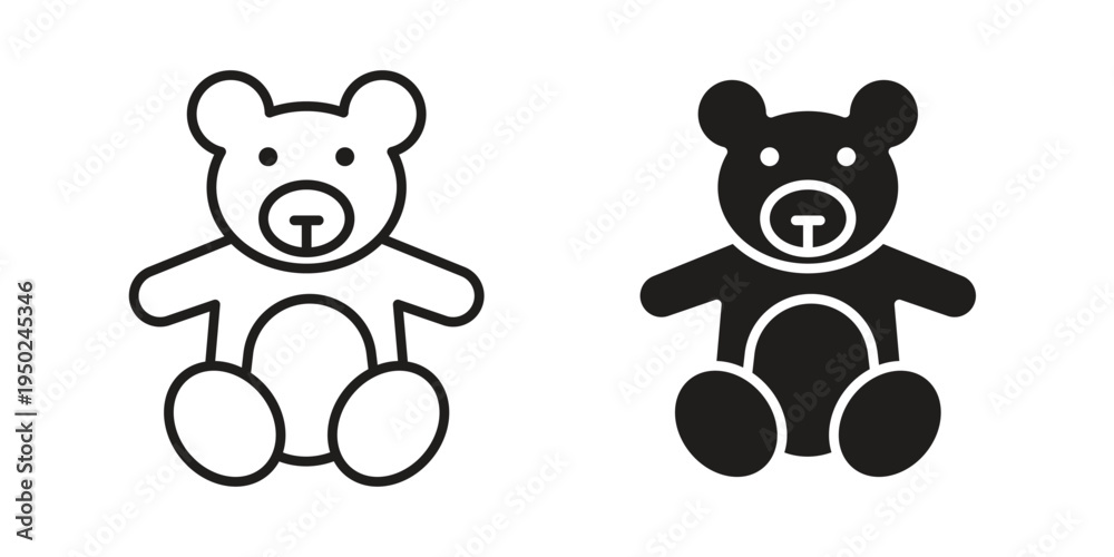 Naklejka premium Teddy bear icon line vector illustration in solid color design