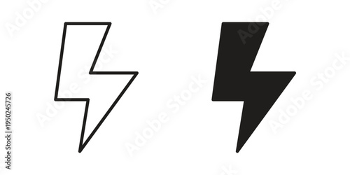 thunderbolt icon line vector illustration in solid color design