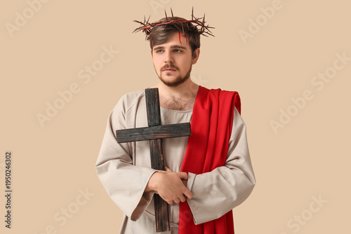 Man in Jesus robe and crown...