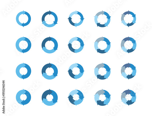 イラスト素材：サイクル図　サイクル矢印　青　set of recycling icons. recyclable icon set