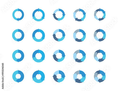 イラスト素材：サイクル図　サイクル矢印　青　set of recycling icons. recyclable icon set