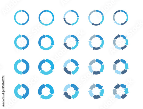 イラスト素材：サイクル図　サイクル矢印　青　set of recycling icons. recyclable icon set