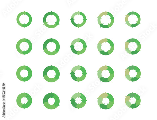 イラスト素材：サイクル図　サイクル矢印　緑　set of recycling icons. recyclable icon set
