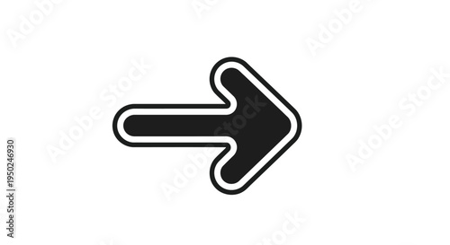 A thick black arrow pointing to the right with a white outline