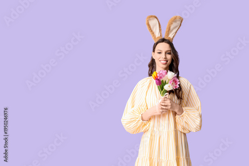 Happy young woman in Easter...