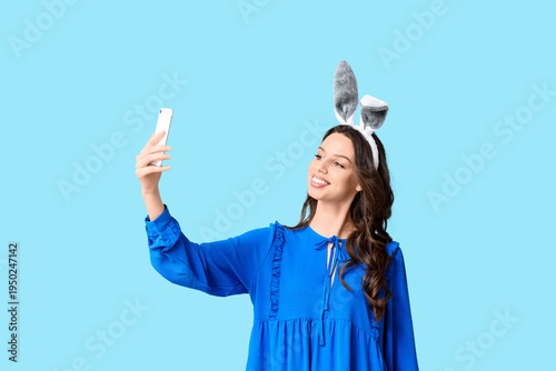 Happy young woman in Easter...