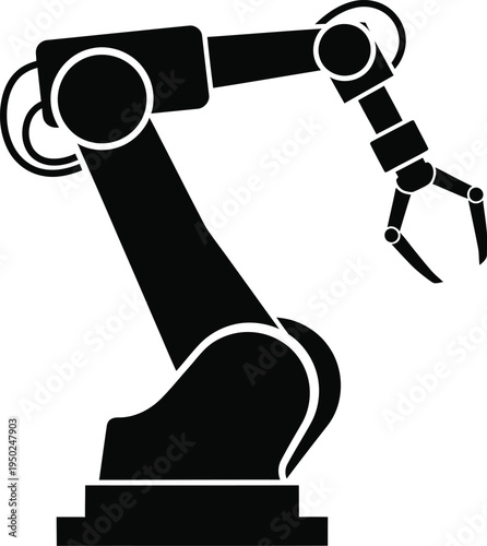 Industrial robotic arm silhouette for automated factory