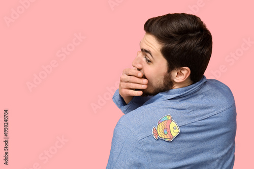Handsome young shocked man ...