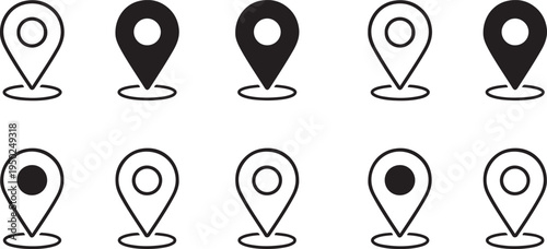 Isolated Location Pin Map Icon Design, location pin map icon, gps navigation map marker symbol, destination tracking pointer concept, location service vector illustration