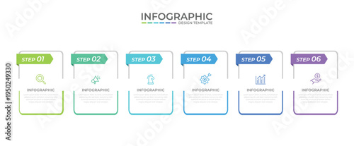 Vector Infographic design with icons and 6 options or steps. Infographics for business concept. Can be used for presentations banner, workflow layout, process diagram, flow chart, info graph