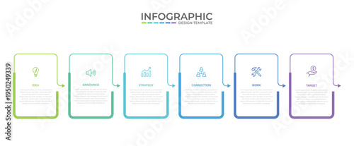 Vector Infographic design with icons and 6 options or steps. Infographics for business concept. Can be used for presentations banner, workflow layout, process diagram, flow chart, info graph