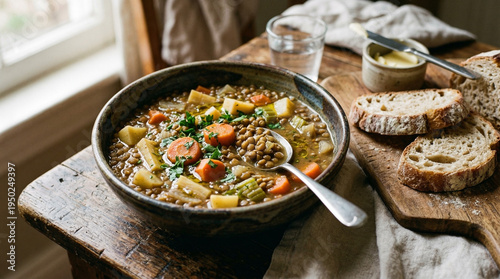 lentil stew with hearty chunks of root