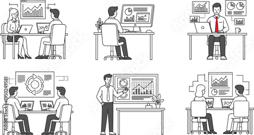 Business analytics, teamwork, office collaboration, data visualization, productivity, corporate presentation, digital charts, graphs, modern workplace, strategy planning