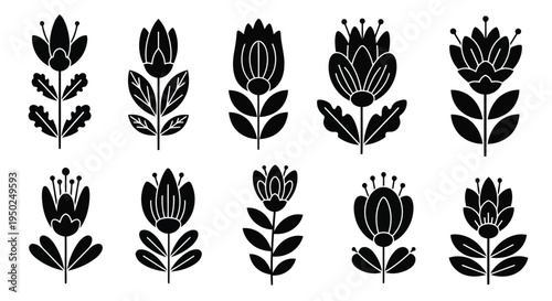 A collection of various intricate floral designs featuring different types of flowers and leaves