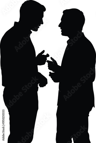 Two businessmen standing and having professional dialogue