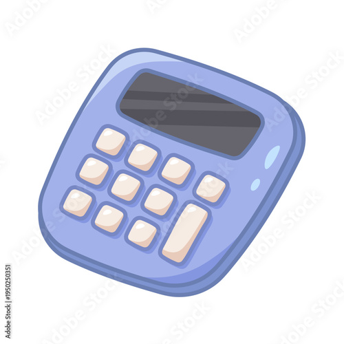 Cartoon calculator in kawaii style with bold outline. Vector icon for education, cozy games, and financial apps