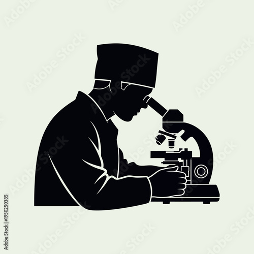 Scientist examining sample under microscope, laboratory research, medical science