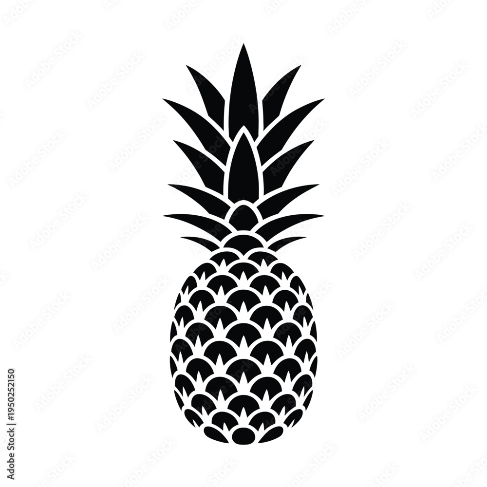 Obraz premium Pineapple Outline Icon – Monochrome Tropical Fruit Vector