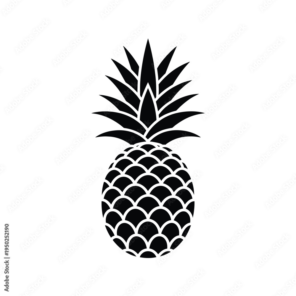 Obraz premium Tropical Pineapple Line Art Vector Illustration