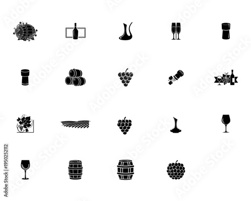 Wine and Vineyard Collection grapes barrel