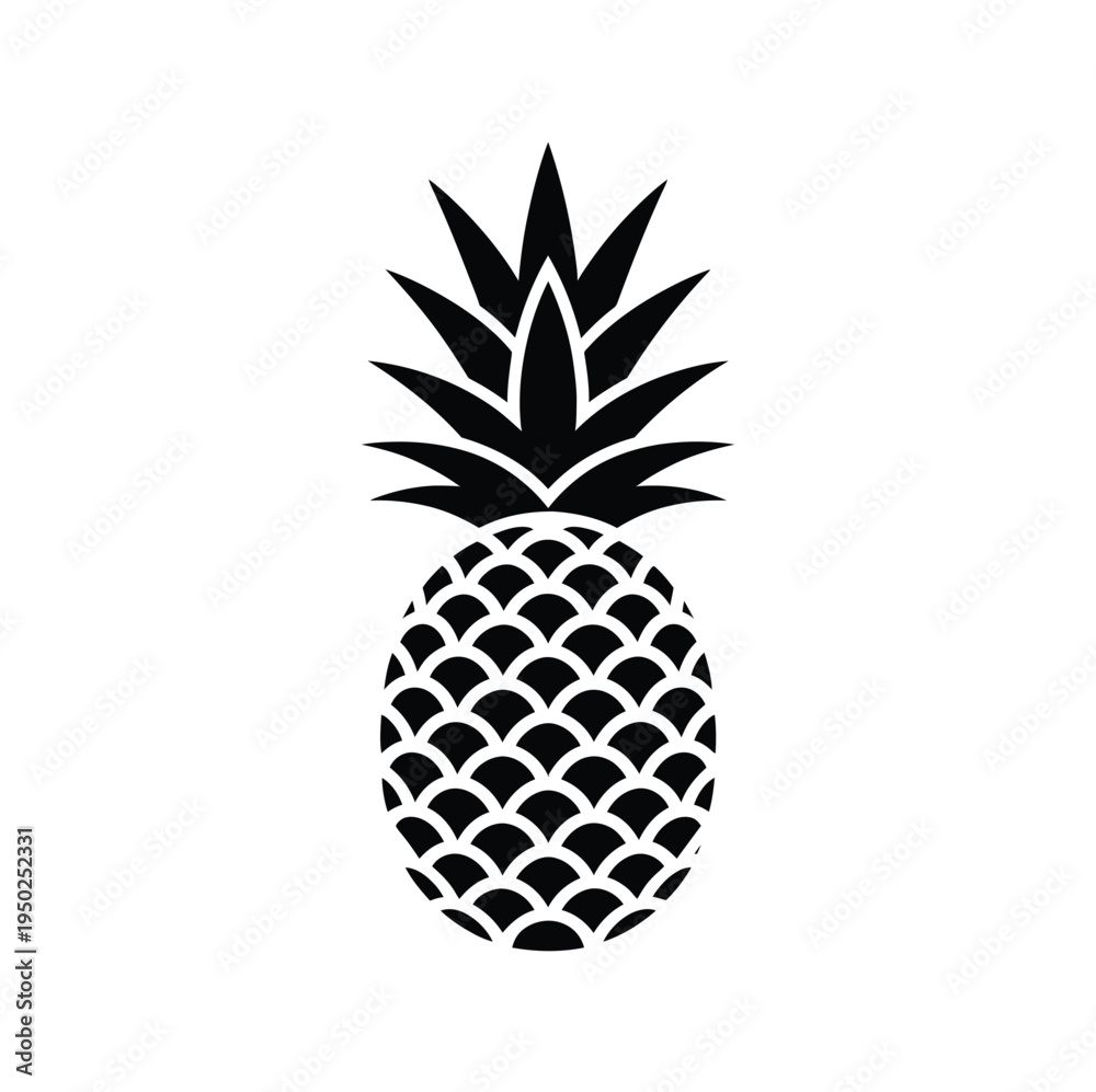 Obraz premium Black and White Pineapple Symbol Isolated on White Background