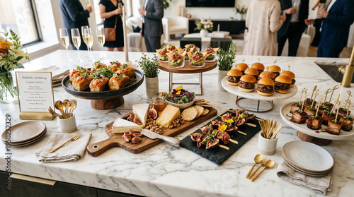 Elegant catering spread with gourmet appetizers at a social event.