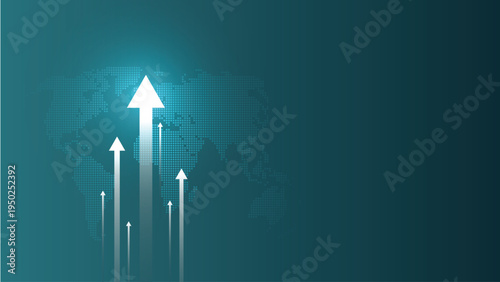 Business finance and arrow goal growth. World investment target success. Vector illustration.