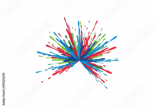 A burst of vibrant colors exploding outwards on a white background, representing creativity and dynamism