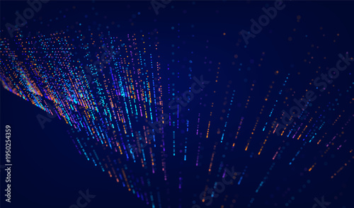 Abstract future ai background with blue big data and digital dots for tech and technology science presentation. Line cyber business network 3d backdrop. Connection graphic design.