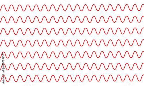 A red wavy line pattern on a white background