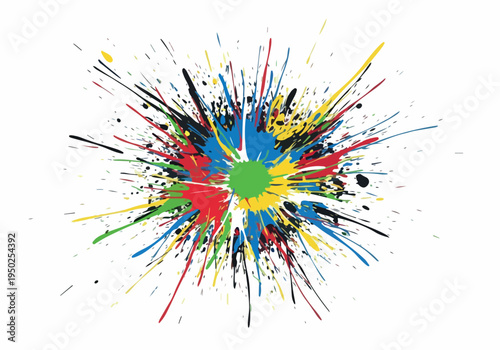 Abstract explosion of vibrant colors representing creativity and artistic expression, a dynamic splash of paint creating a visually striking and energetic composition
