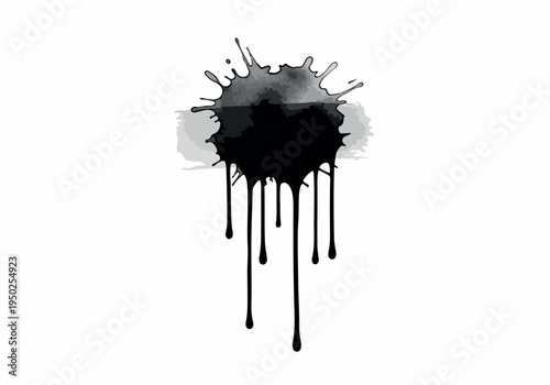 Black Ink Splatter Dripping with Artistic and Grunge Texture
