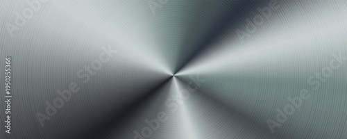 Polished gray metal radial gradient. Steel horizontal template. Iridescent foil surface. Great for web design, banner, poster