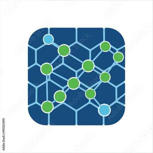 Abstract representation of a complex network with interconnected nodes and hexagonal grid structure.
