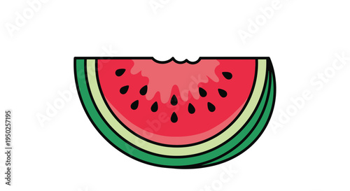 A colorful cartoon illustration of a sliced watermelon wedge